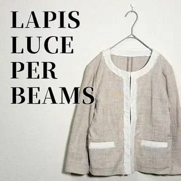 라피스루체 파 비빔즈 파이핑 노카라 자켓 린넨 혼방 베이지