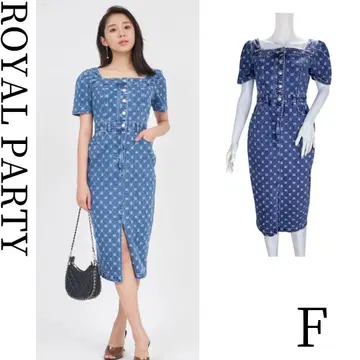 로얄 파티 데님 롱 타이트 원피스