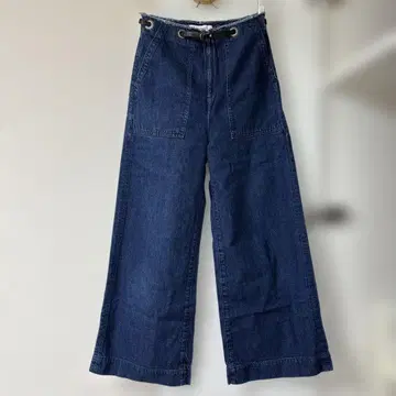 젬블 와이드 데님 천연 가죽 벨트 포함