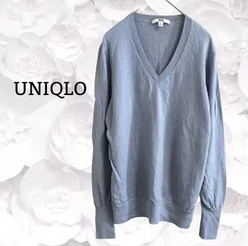 고급 [유니클로] 니트 스웨터/엑스트라 파인 메리노 [M] 그레이 V넥