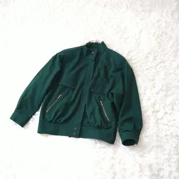 GALHOUSE 스탠드 카라 풀 집업 울 자켓 다크 그린 F 레트로