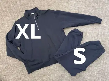 새상품급 GU 지유 하프 지퍼 맨투맨 셋업 XL S 블랙