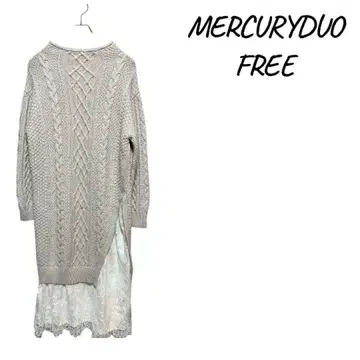 MERCURYDUO 베이지 니트 원피스 FREE 무릎 아래