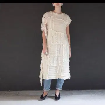 AkariH 패치워크 프린지 니트 원피스