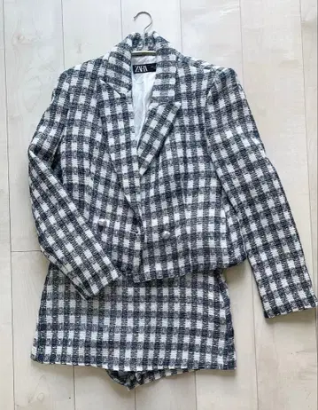 M 사이즈 상당 ZARA 체크 무늬 트위드 셋업