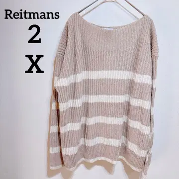 Reitmans [ 2X ] 오프숄더 니트 베이지 화이트 보더
