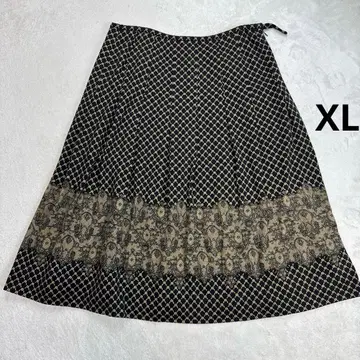 레리안 빅 사이즈 울 100% 롱 플레어 스커트 블랙 일본제