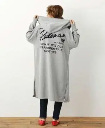 후드 부착 롱 지퍼 후드티 그레이 택 포함 새상품