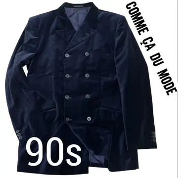 90s 꼼사데모드 벨로아 더블 에드워드 롱 자켓 3 네이비