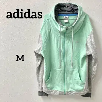 adidas 민트 그린 풀 집업 후드티 M