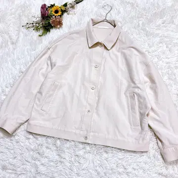 유니클로 [ 3XL ] 코튼 자켓 블루종 넉넉한 루즈핏 라이트 베이지