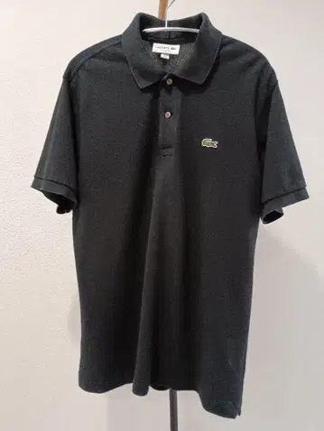 LACOSTE 클래식 핏 피케 셔츠 블랙