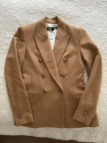 미사용 새상품 [ ZARA ] 더블 브레스트 자켓 카멜