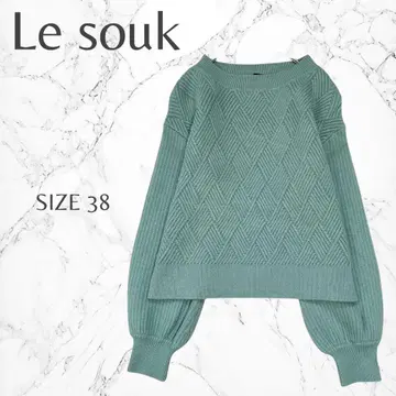 루수크 더스티 컬러 보트넥 다이아 무늬 니트 스웨터 M 하자품