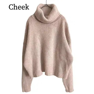 2539 새상품급 Cheek 티크 터틀넥 리브 니트 베이지 M