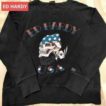 ED HARDY 블랙 USED 가공 맨투맨 M