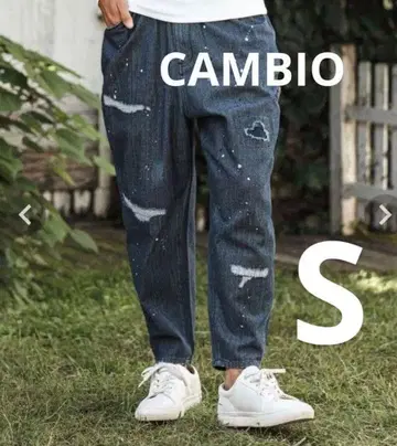새상품 CAMBIO 헤링본 데님 페인터 팬츠 S