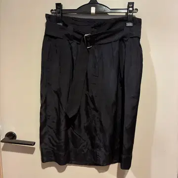 Dries Van Noten 새틴지 타이트 스커트 다크 네이비