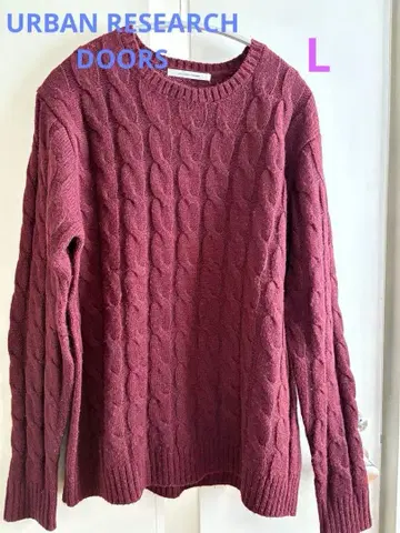 URBAN RESEARCH DOORS 남성용 케이블 니트 버건디 L