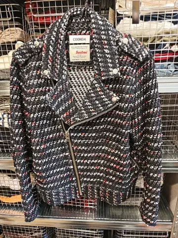 컨디션 최상 COOHEM 요네토미 트위드 라이더 자켓 블랙 남성용