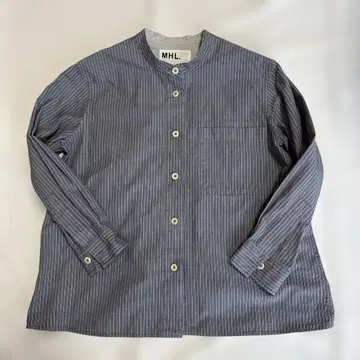 [ MHL. ] 마가렛호웰 코튼 밴드 카라 스트라이프 셔츠