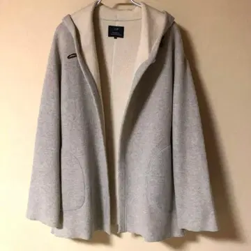 23구 가디건 타입 니트 코트 후드 부착 멜란지 컬러 라이트 그레이 9호