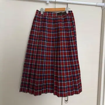 [ 사만사 모스모스 ] 레드 계열 체크 플리츠 스커트 장식 벨트 포함