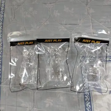 [ 3개 세트 ] 베어브릭용 BE@RBRICK 클리어 케이스 체인 포함