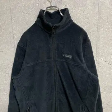 컬럼비아 자수 로고 블랙 플리스 자켓 풀 집업 M