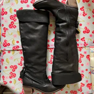 가죽 롱 부츠 니하이 부츠 태슬 장식 2way 소가죽