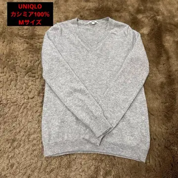 UNIQLO 캐시미어 100% V넥 니트 스웨터 그레이 M 유니클로