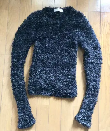 여성용 얀 니트 푸들 블랙