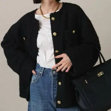 새상품급 Loungedress 라운지 드레스 트위드 자켓 골드 버튼