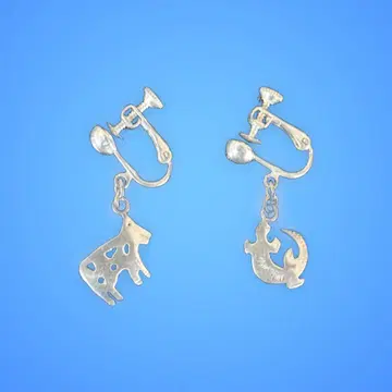 실버 소와 도마뱀 클립형 귀찌