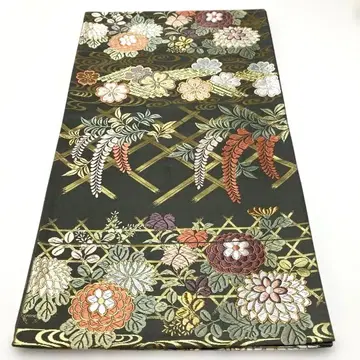 당직 검은색 꽃무늬 후쿠로 오비 특라