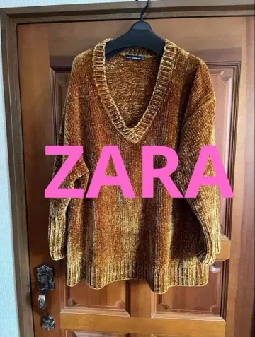[ 새상품 ] ZARA 코듀로이 V넥 스웨터 ( 브라운 )