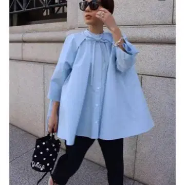 MACHATT 마차트 리본턱 블라우스 블루