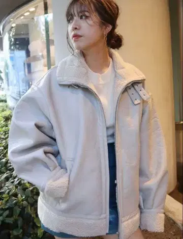 evris 오버 사이즈 보아 블루종