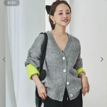 고베 레터스 다나카 아키코 씨 콜라보 뉴앙스 버튼 가디건 M 사이즈