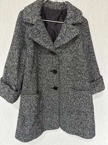 오버사이즈 그레이 버튼 코트