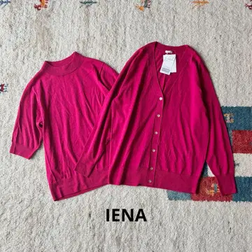 새상품 이에나 ALBA V넥 앙상블 트윈 니트 골드 버튼 핑크