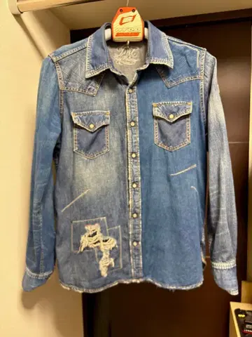TMT 데님 셔츠 데미지 가공 L 사이즈 새상품급