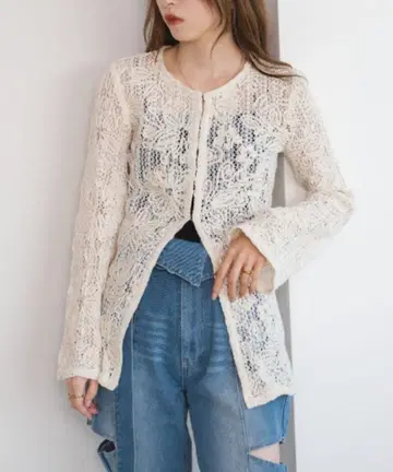 [ 미사용 새상품 ] raffime 라피미 가디건 크로셰 레이스 긴팔