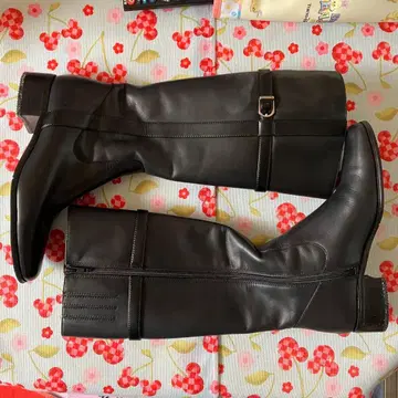 블랙 가죽 롱 부츠