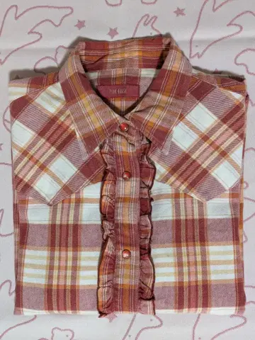 PINKHOUSE 블라우스 프릴 체크 무늬 L 사이즈