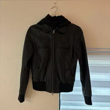 라그나문 후드 천연 가죽 탈부착 가능 블랙 가죽 자켓