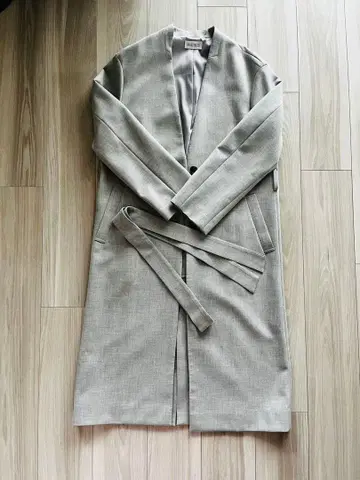 [ 새상품급 ] PLST 벨트 포함 노카라 코트 라이트 그레이