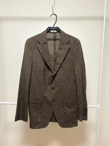 정장 셀렉트 브라운 체크 무늬 비즈니스 자켓