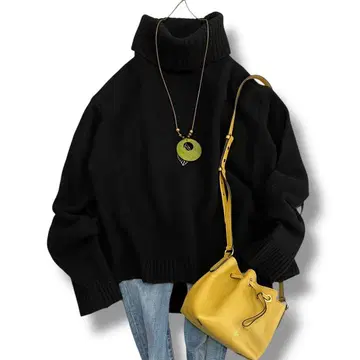 FRAMeWORK 울 캐시미어 터틀넥 니트 풀오버 블랙