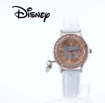 디즈니 미키 & 미니 러브 키스 손목시계 화이트 벨트 x 핑크 스톤